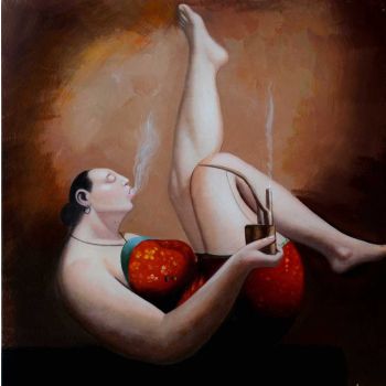 Leisure Lady 3 - Portraits Handgemaltes Ölgemälde ohne Rahmen