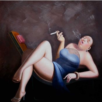 Leisure Lady 4 - Portraits Handgemaltes Ölgemälde