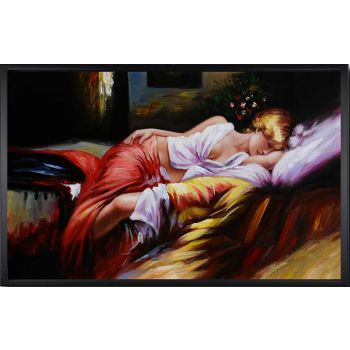 Sleeping Beauty - Portraits Handgemaltes Ölgemälde mit schwarzem Rahmen