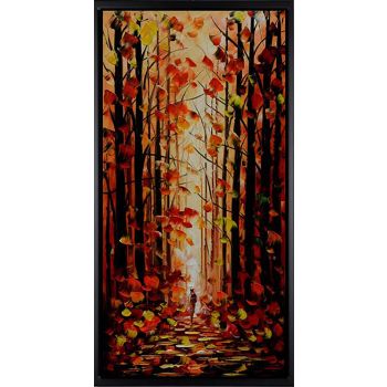 Autumn Forest - Landschaften Handgemaltes Ölgemälde mit schwarzem Rahmen