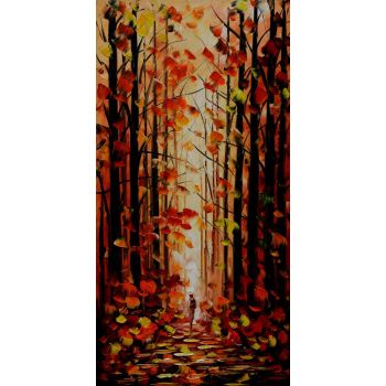 Autumn Forest - Landschaften Handgemaltes Ölgemälde ohne Rahmen