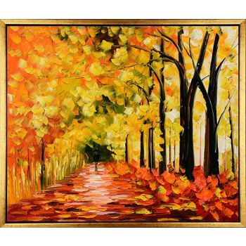 Spring is coming - Landschaften Handgemaltes Ölgemälde mit goldenem Rahmen