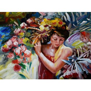 Harvesting Flowers - Portraits Handgemaltes Ölgemälde