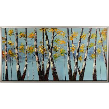 Birch Trees - Landschaften Handgemaltes Ölgemälde mit silbernem Rahmen