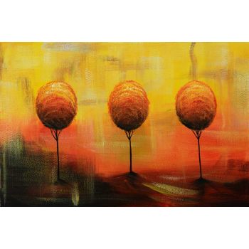 Tree Threesome - Landschaften Handgemaltes Ölgemälde ohne Rahmen