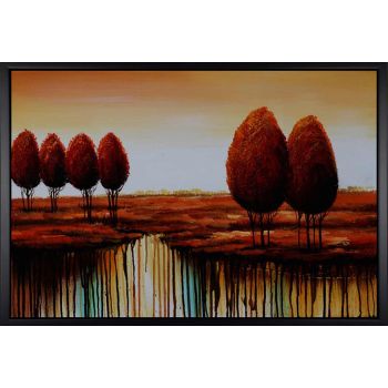 By the Lake 3 - Landschaften Handgemaltes Ölgemälde mit schwarzem Rahmen