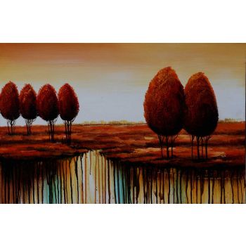 By the Lake 3 - Landschaften Handgemaltes Ölgemälde ohne Rahmen