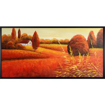 Sunshine Meadow - Landschaften Handgemaltes Ölgemälde mit schwarzem Rahmen