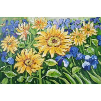 Sunflowers - Natur-Schönheiten Handgemaltes Ölgemälde ohne Rahmen Sunflowers - Natur-Schönheiten Handgemaltes Ölgemälde ohne Rahmen