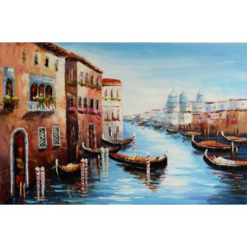 Venice Gondola 2 - Landschaften Handgemaltes Ölgemälde ohne Rahmen
