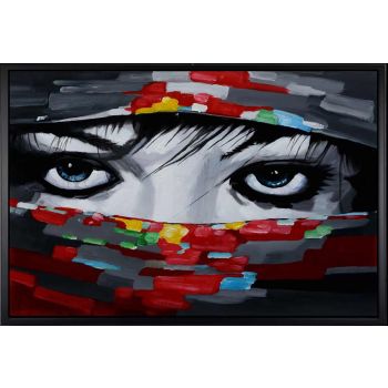 Eyes - Portraits Handgemaltes Ölgemälde mit schwarzem Rahmen