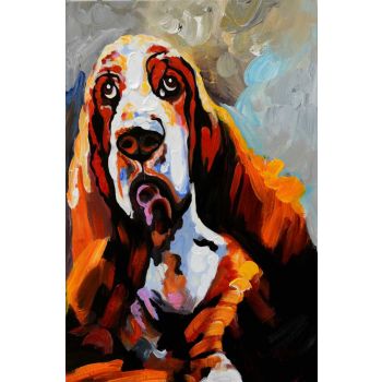 Sad Dog - Tiere Handgemaltes Ölgemälde ohne Rahmen Sad Dog - Tiere Handgemaltes Ölgemälde ohne Rahmen