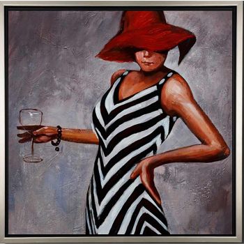 Let’s Party - Portraits Handgemaltes Ölgemälde mit silbernem Rahmen