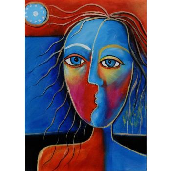 Moonlight Lady 2 - Portraits Handgemaltes Ölgemälde