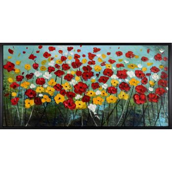 Flower Meadow - Natur-Schönheiten Handgemaltes Ölgemälde mit schwarzem Rahmen Flower Meadow - Natur-Schönheiten Handgemaltes Ölgemälde mit schwarzem Rahmen
