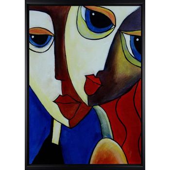 Close Friends 1 - Portraits Handgemaltes Ölgemälde mit schwarzem Rahmen