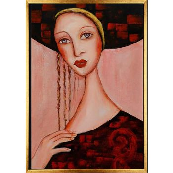 Lady in Court 2 - Portraits Handgemaltes Ölgemälde mit goldenem Rahmen