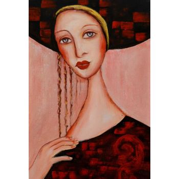 Lady in Court 2 - Portraits Handgemaltes Ölgemälde ohne Rahmen