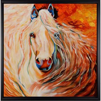 Magnificent Horse - Tiere Handgemaltes Ölgemälde mit schwarzem Rahmen