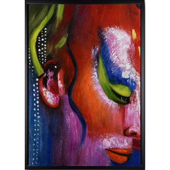 Surreal - Portraits Handgemaltes Ölgemälde mit schwarzem Rahmen