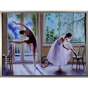 Ballet Time 3 - Portraits Handgemaltes Ölgemälde mit silbernem Rahmen Ballet Time 3 - Portraits Handgemaltes Ölgemälde mit silbernem Rahmen