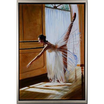 Ballet Time 1 - Portraits Handgemaltes Ölgemälde mit silbernem Rahmen
