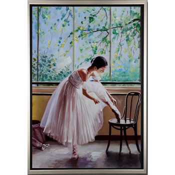 Ballet Time 2 - Portraits Handgemaltes Ölgemälde mit silbernem Rahmen