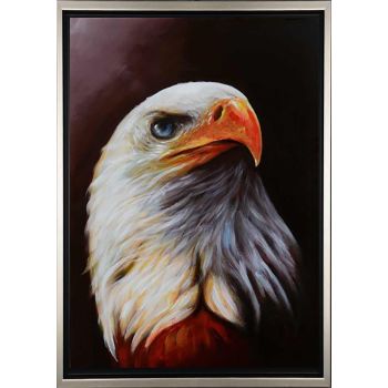 Proud Eagle - Tiere Handgemaltes Ölgemälde mit silbernem Rahmen