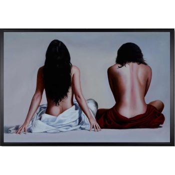 Back View - Portraits Handgemaltes Ölgemälde mit schwarzem Rahmen