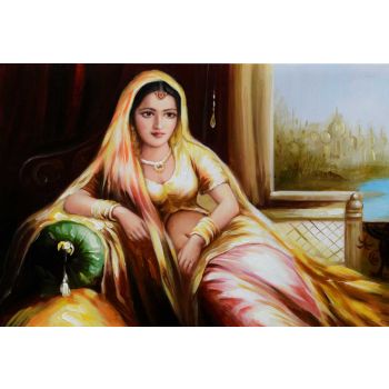 Indian Maharani - Portraits Handgemaltes Ölgemälde ohne Rahmen