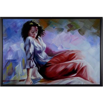 Lost in Thought - Portraits Handgemaltes Ölgemälde mit schwarzem Rahmen