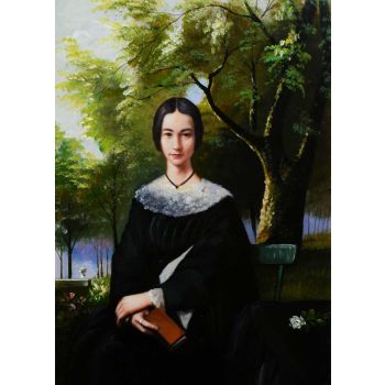 Lady in Garden - Portraits Handgemaltes Ölgemälde ohne Rahmen